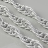 Zdjęcie - Łańcuch aluminiowy owal kropkowany podwójny srebrny 27x19mm